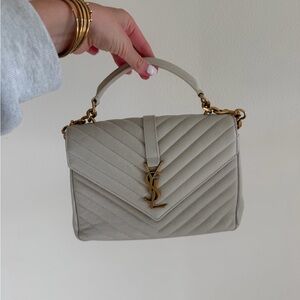 Yves Saint Laurent Cream Quilted Shoulder Bag
